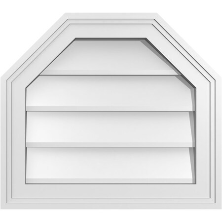 Ekena Millwork Octagonal Top Surface Mount PVC Gable Vent w/ 2"W x 1-1/2"P Brickmould Frame, 18"W x 16"H GVPOT18X1602SN